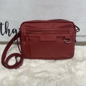 Longchamp Red Paris Le Pliage Neo Nylon Camera Crossbody Bag